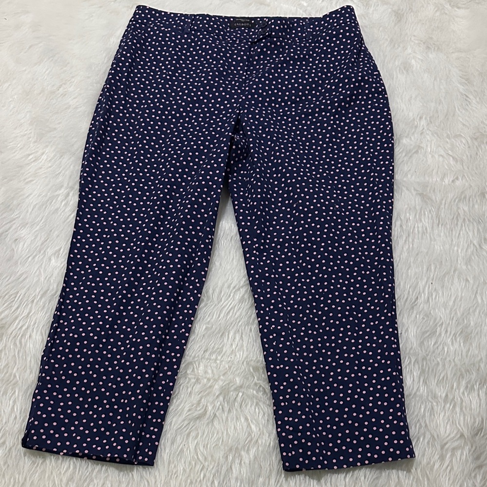 Talbots Navy Pants with Pink Dots